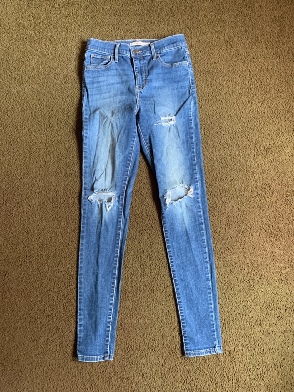 Levi's High Rise Super Skinny Blue Ripped Skinny Jeans Size 26